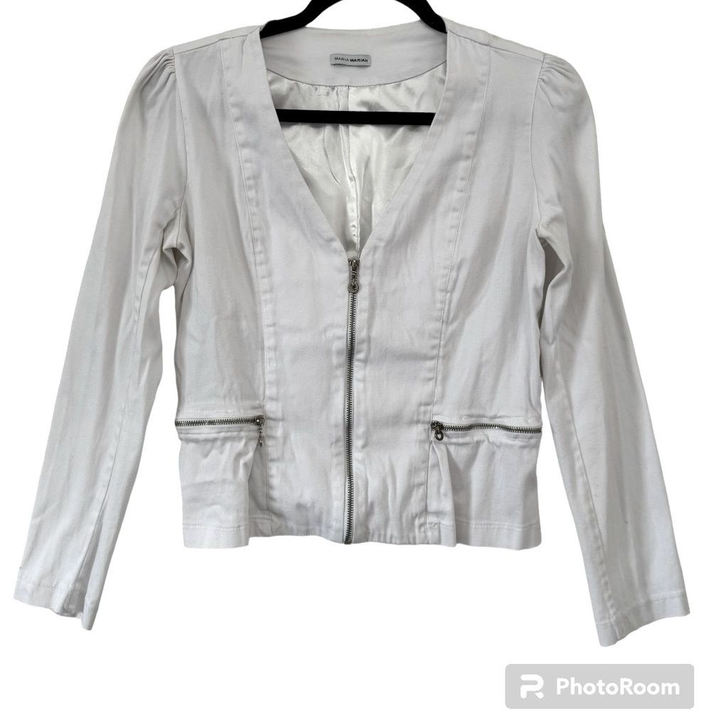 Maria Maria White Zipper Jacket Size S